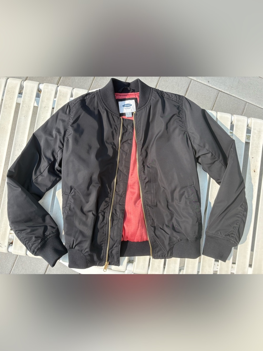 NEW Satin Bomber Jacket with Red Lining Size XS